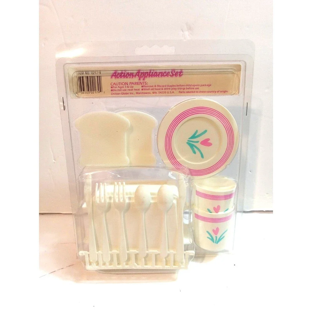 Vintage Chilton Kiddy-Matic Action Appliances Set Toaster Accessories NOS